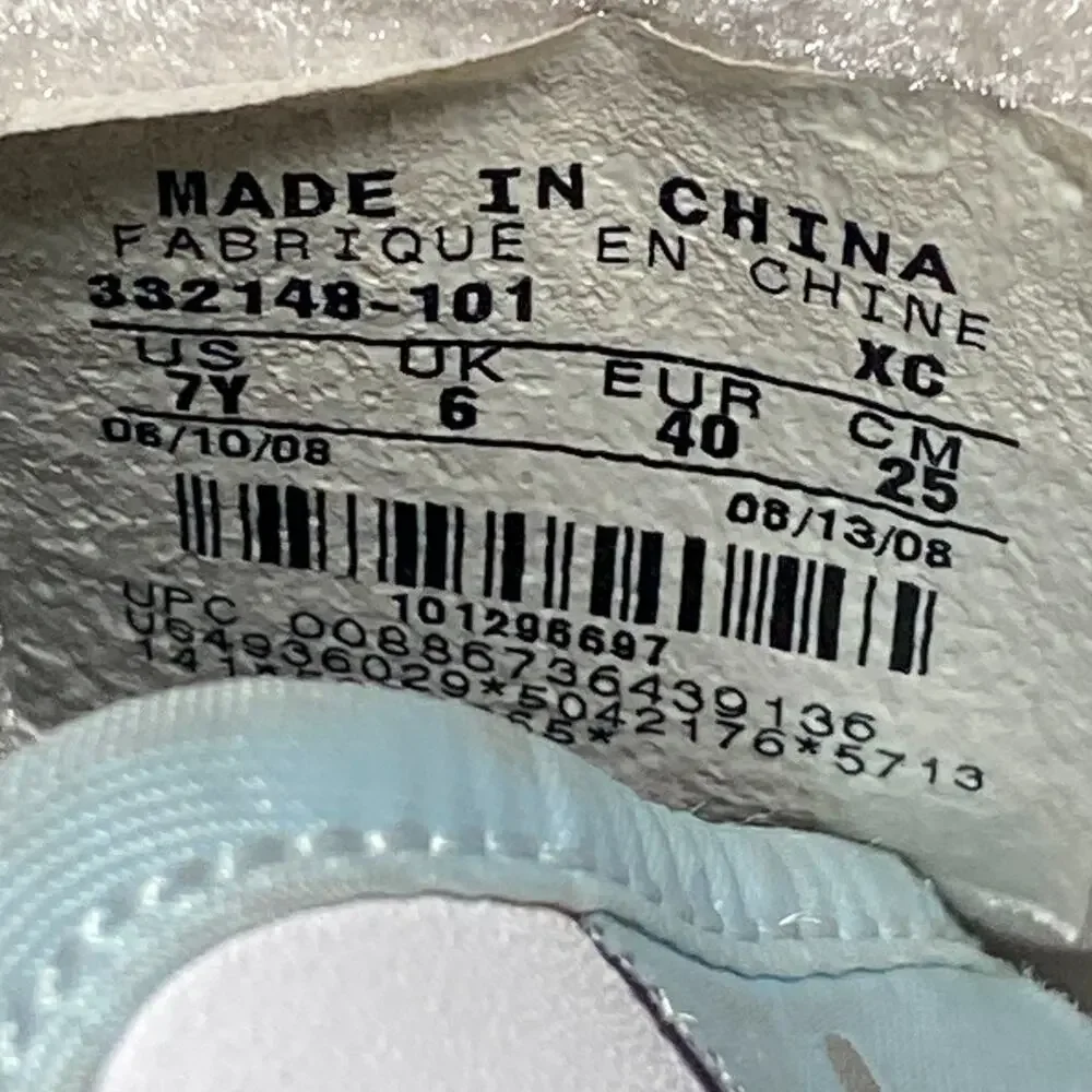 Kid's Air Jordan 1 Retro High White Metallic Silver Size 7Y 2008 (332148-101)